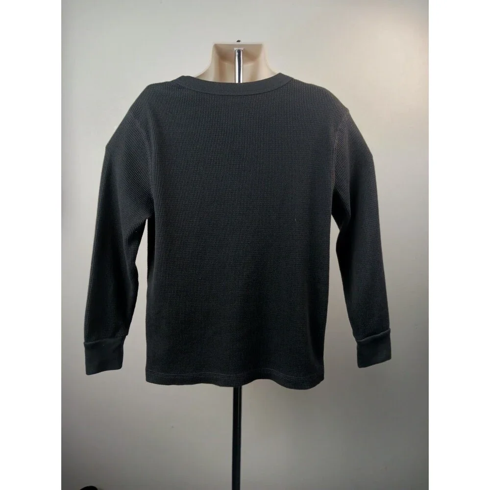Old Navy Waffle Knit Shirt Boys Size Small 6-7 Dark Gray Long Sleeve